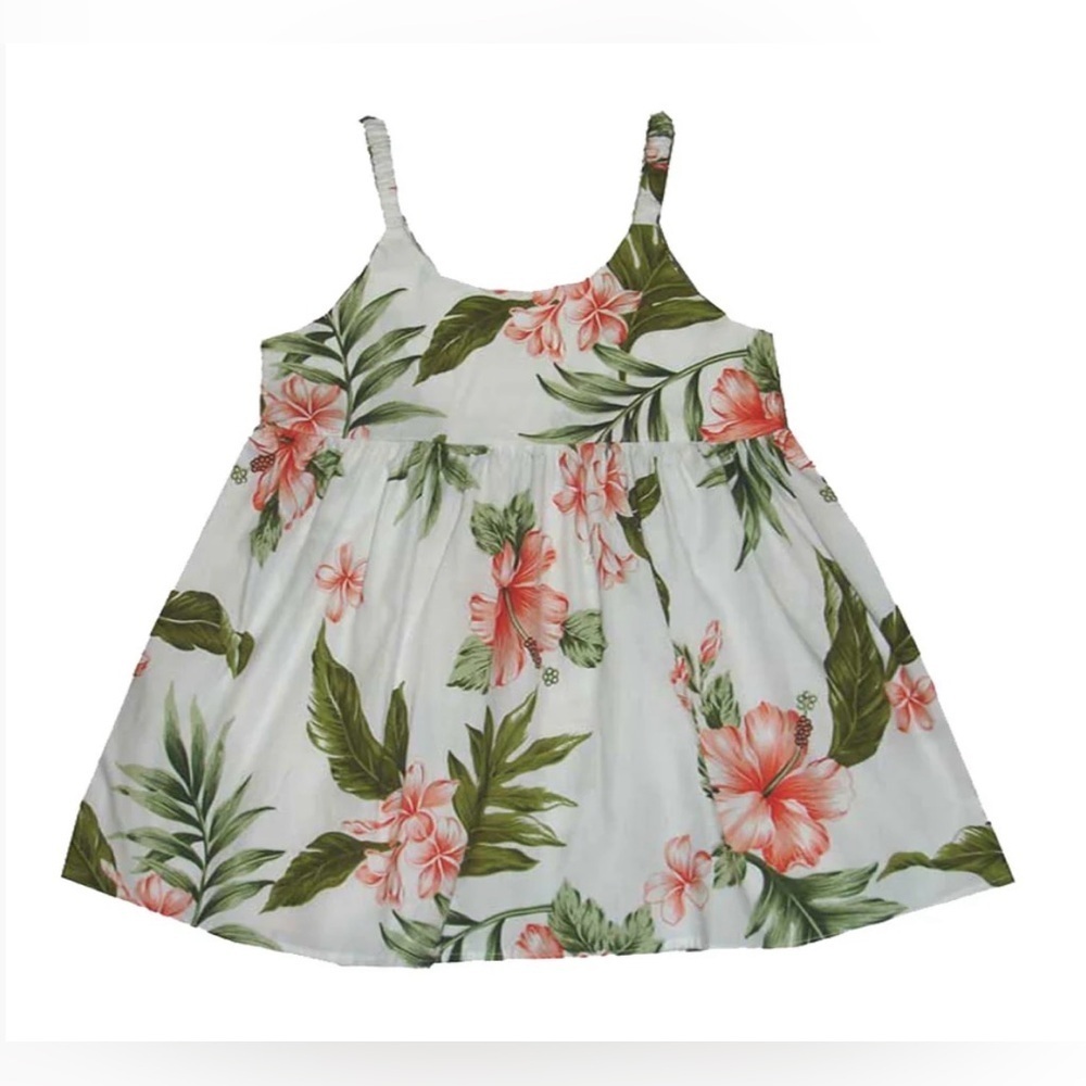 KY'S  Hawaiian Girl Dress in
Coral Hibiscus